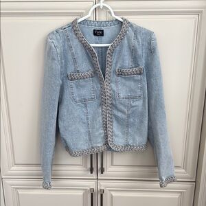 Fate Blue Jean Jacket Cropped V-Neck